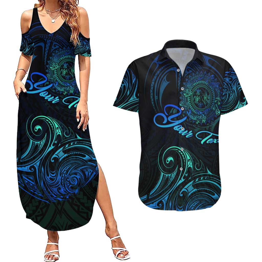 Sea Animal Polynesia Couples Matching Summer Maxi Dress and Hawaiian Shirt Polynesian Pattern DT02 Black - Polynesian Pride