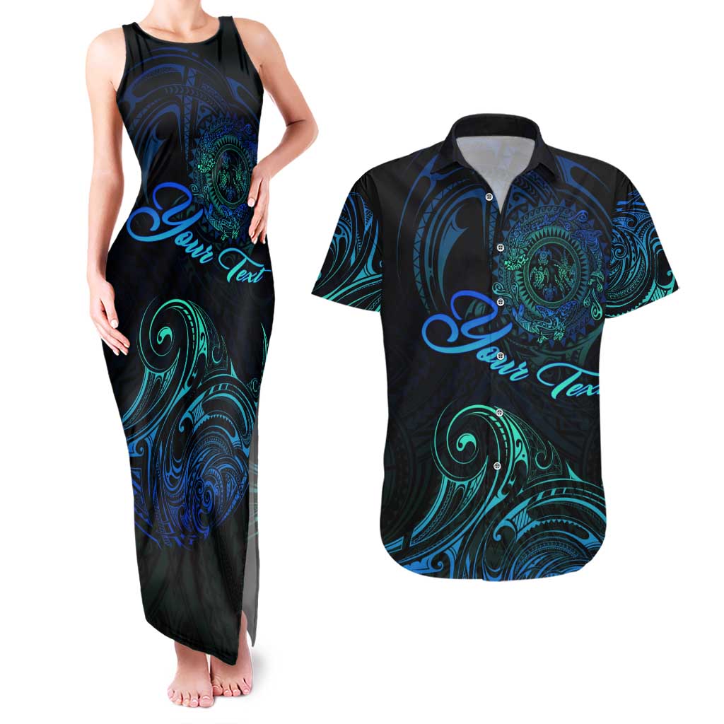 Sea Animal Polynesia Couples Matching Tank Maxi Dress and Hawaiian Shirt Polynesian Pattern DT02 Black - Polynesian Pride