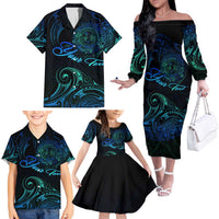 Sea Animal Polynesia Family Matching Off The Shoulder Long Sleeve Dress and Hawaiian Shirt Polynesian Pattern DT02 - Polynesian Pride