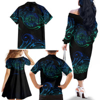 Sea Animal Polynesia Family Matching Off The Shoulder Long Sleeve Dress and Hawaiian Shirt Polynesian Pattern DT02 - Polynesian Pride