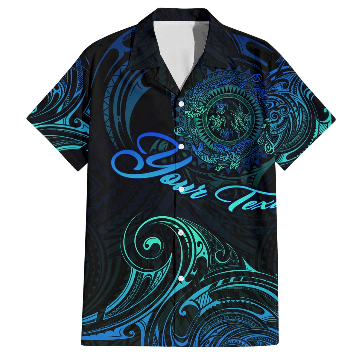 Sea Animal Polynesia Family Matching Off The Shoulder Long Sleeve Dress and Hawaiian Shirt Polynesian Pattern DT02 Dad's Shirt - Short Sleeve Black - Polynesian Pride