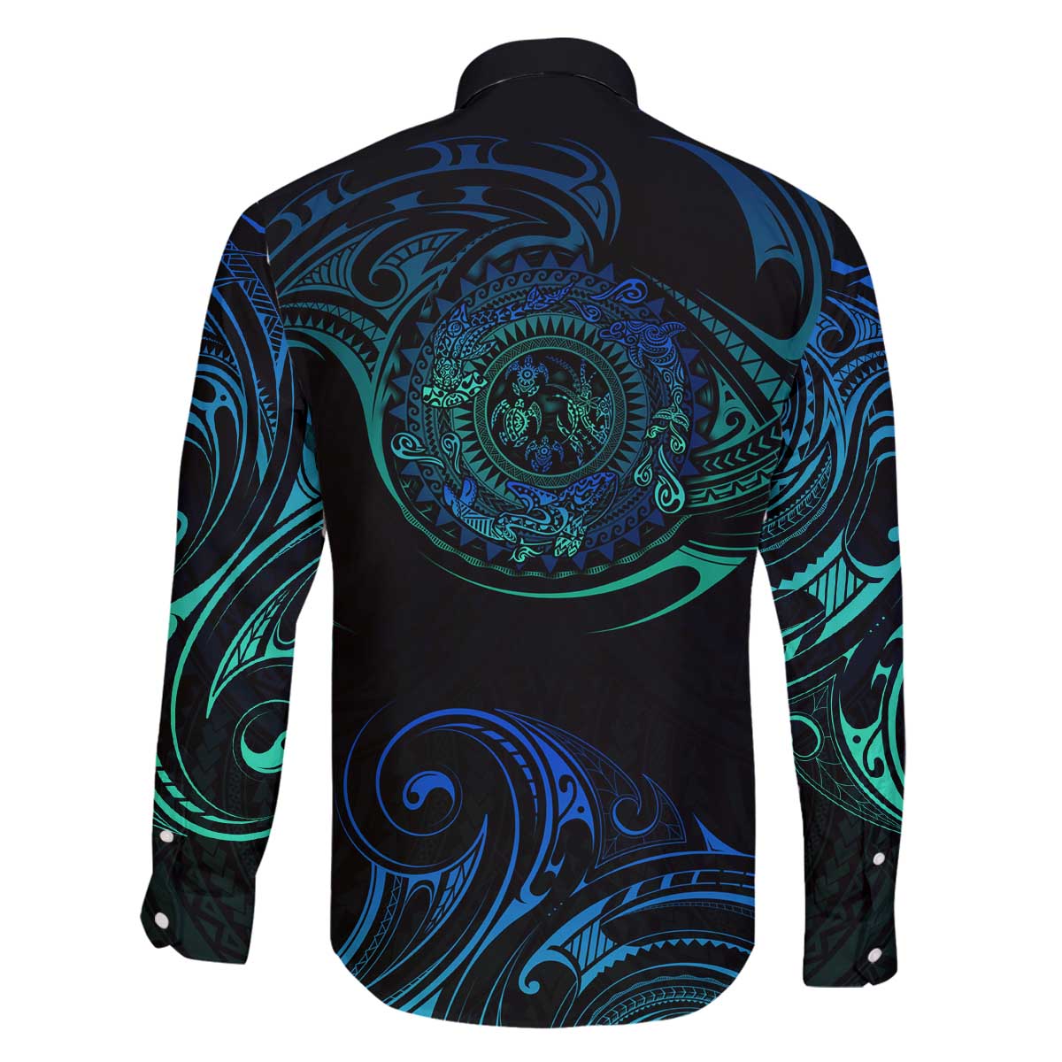 Sea Animal Polynesia Family Matching Off The Shoulder Long Sleeve Dress and Hawaiian Shirt Polynesian Pattern DT02 - Polynesian Pride
