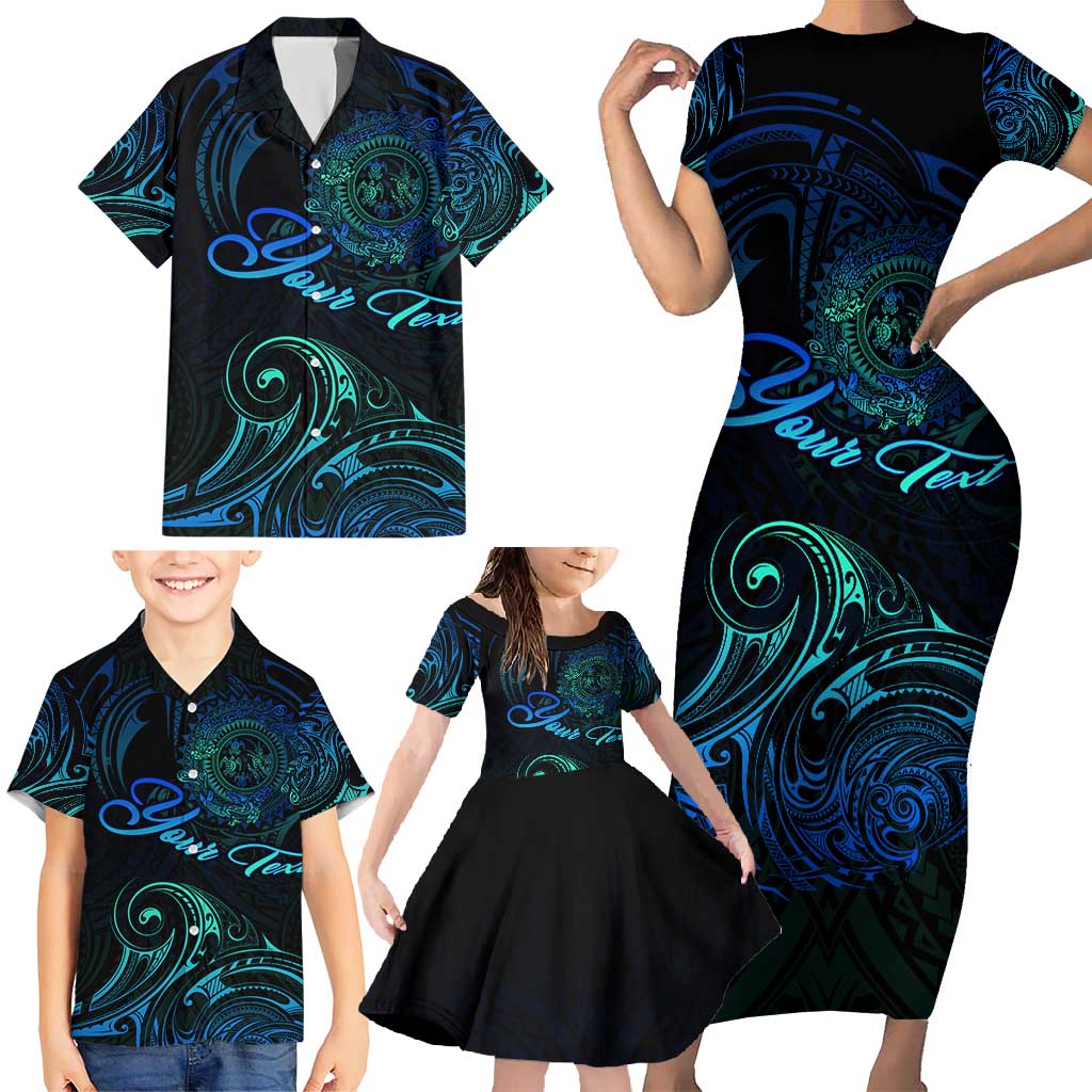 Sea Animal Polynesia Family Matching Short Sleeve Bodycon Dress and Hawaiian Shirt Polynesian Pattern DT02 - Polynesian Pride