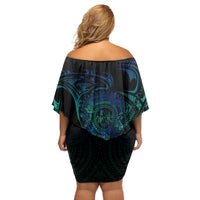 Sea Animal Polynesia Off Shoulder Short Dress Polynesian Pattern