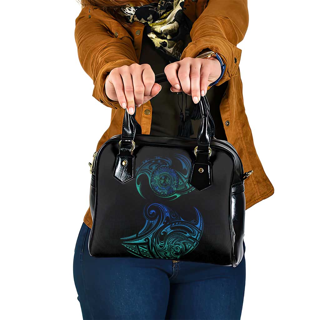 Sea Animal Polynesia Shoulder Handbag Polynesian Pattern DT02 One Size Black - Polynesian Pride