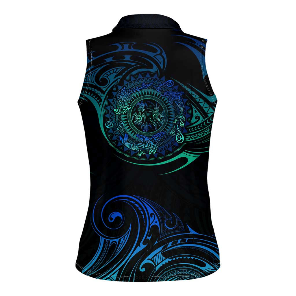 Sea Animal Polynesia Women Sleeveless Polo Shirt Polynesian Pattern