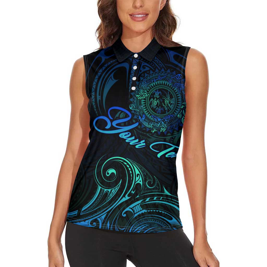 Sea Animal Polynesia Women Sleeveless Polo Shirt Polynesian Pattern
