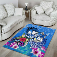 Aloha Hawaii Area Rug Dolphins and Fish Hook Hibiscus