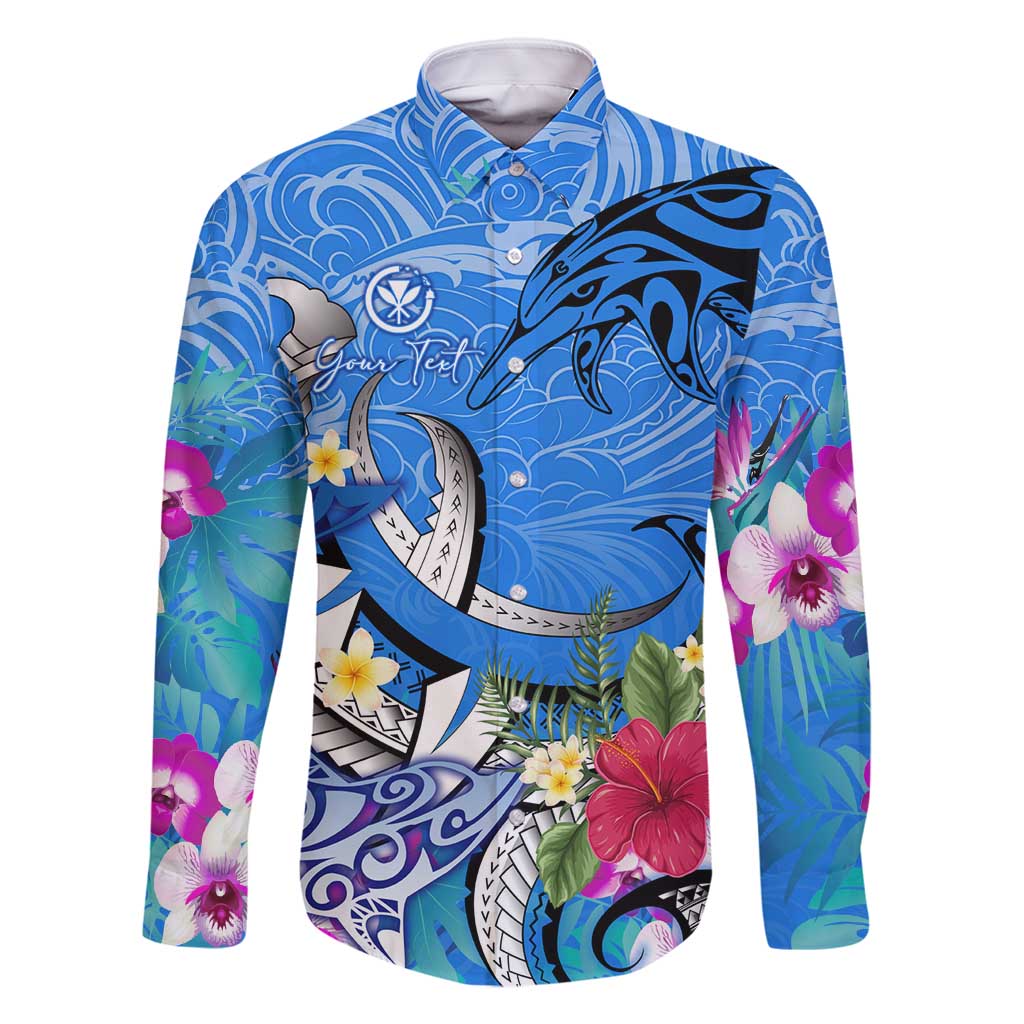 Aloha Hawaii Family Matching Tank Maxi Dress and Hawaiian Shirt Dolphins and Fish Hook Hibiscus