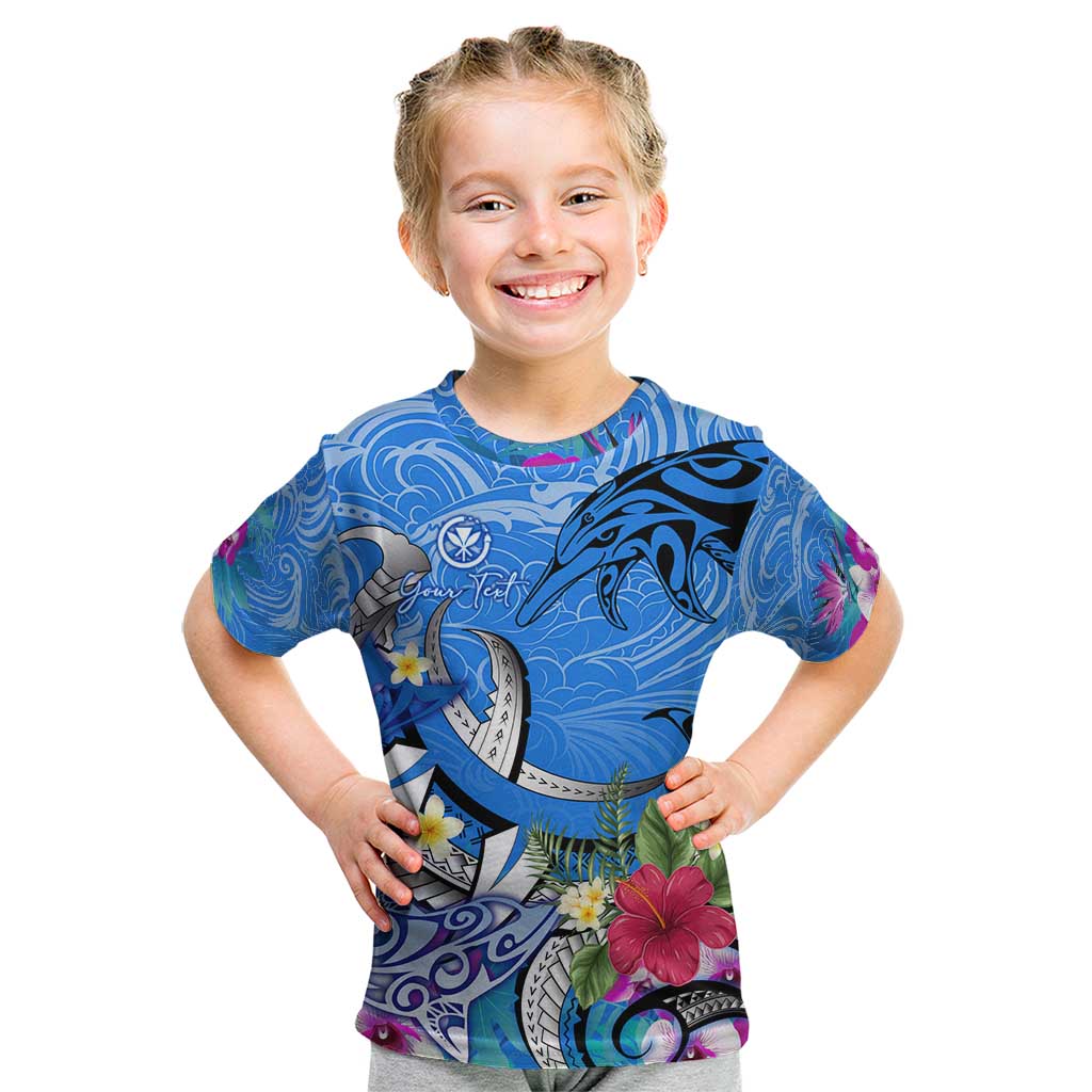 Aloha Hawaii Kid T Shirt Dolphins and Fish Hook Hibiscus