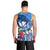 Aloha Hawaii Men Tank Top Dolphins and Fish Hook Hibiscus
