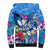 Aloha Hawaii Sherpa Hoodie Dolphins and Fish Hook Hibiscus