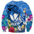 Aloha Hawaii Sweatshirt Dolphins and Fish Hook Hibiscus
