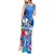 Aloha Hawaii Tank Maxi Dress Dolphins and Fish Hook Hibiscus
