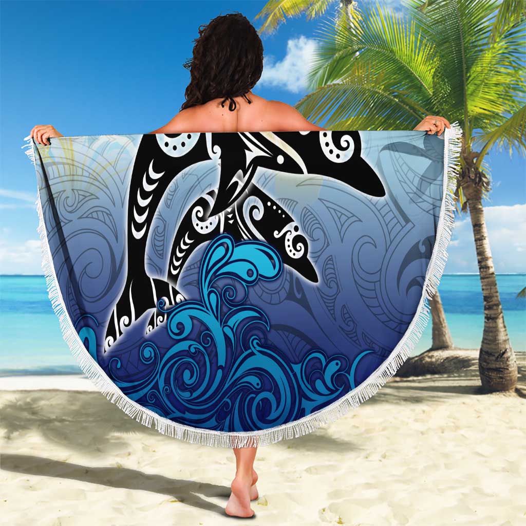 Mother And Baby Dolphins Beach Blanket Hawaii Hibiscus