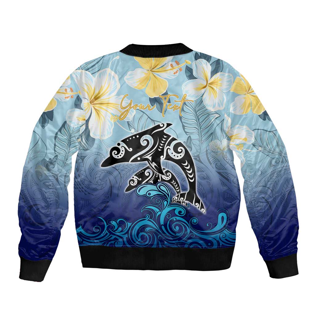 Mother And Baby Dolphins Bomber Jacket Hawaii Hibiscus