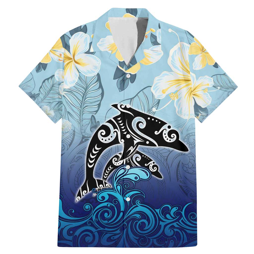 Mother And Baby Dolphins Family Matching Mermaid Dress and Hawaiian Shirt Hawaii Hibiscus