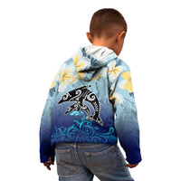 Mother And Baby Dolphins Kid Hoodie Hawaii Hibiscus