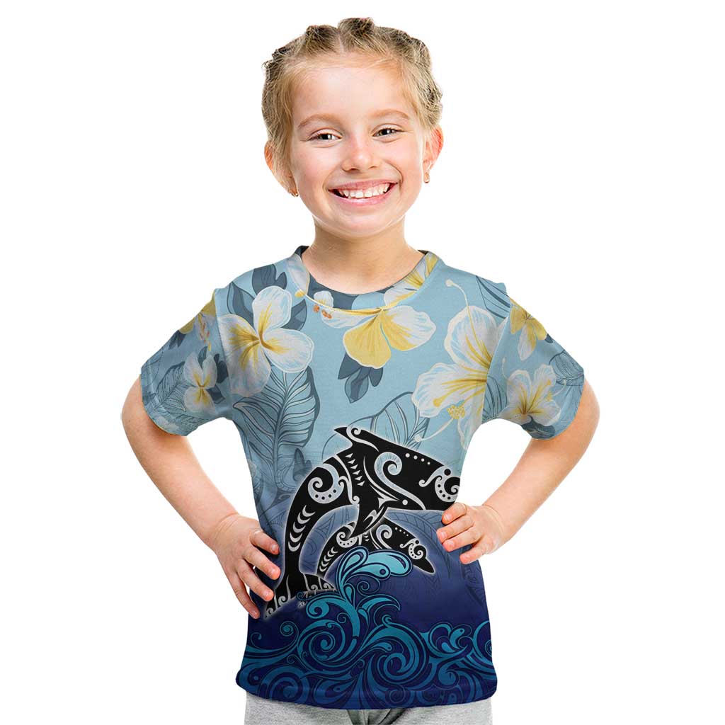 Mother And Baby Dolphins Kid T Shirt Hawaii Hibiscus