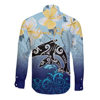 Mother And Baby Dolphins Long Sleeve Button Shirt Hawaii Hibiscus DT02 - Polynesian Pride