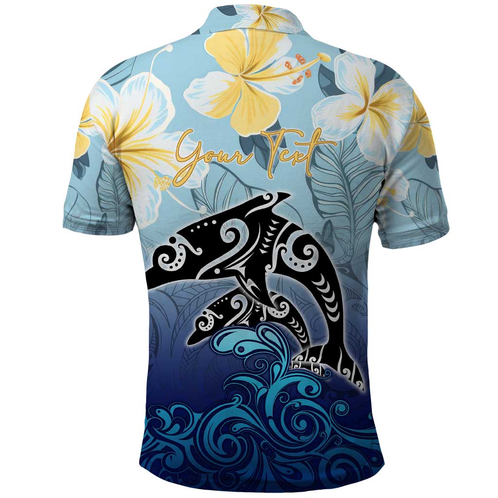 Mother And Baby Dolphins Polo Shirt Hawaii Hibiscus