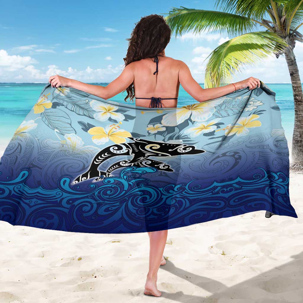 Mother And Baby Dolphins Sarong Hawaii Hibiscus