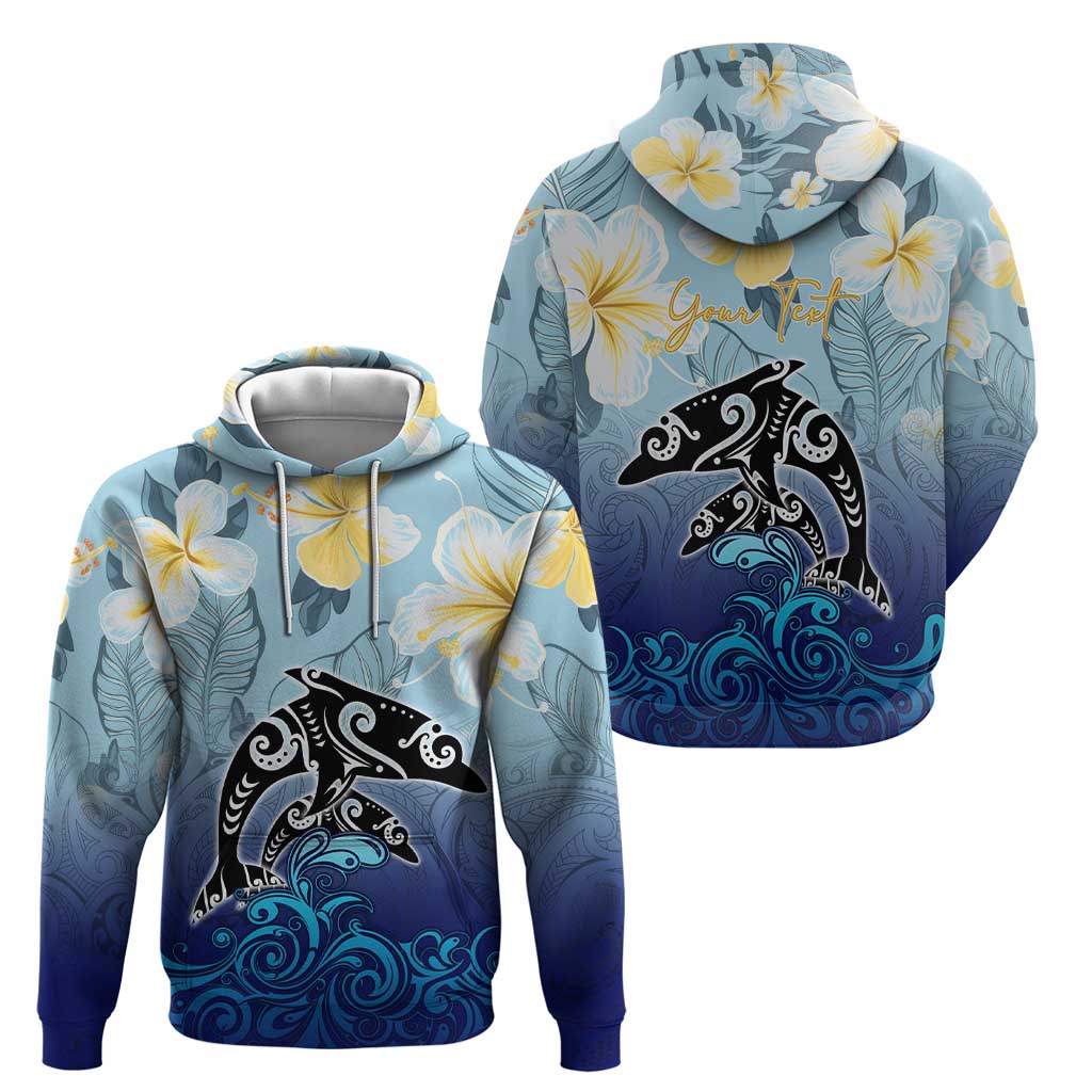 Mother And Baby Dolphins Zip Hoodie Hawaii Hibiscus