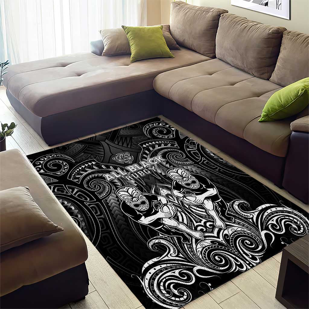 All Black Area Rug New Zealand Rugby Mascot Maori