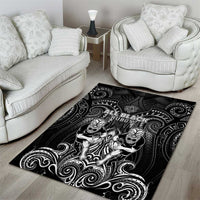 All Black Area Rug New Zealand Rugby Mascot Maori