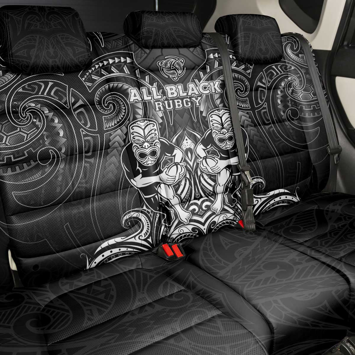 All Black Back Car Seat Cover New Zealand Rugby Mascot Maori