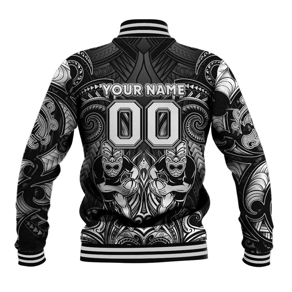Personalized All Black Baseball Jacket New Zealand Rugby Mascot Maori