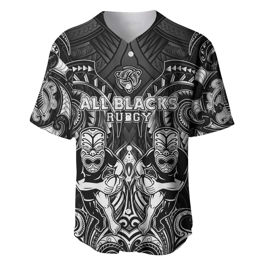 Personalized All Black Baseball Jersey New Zealand Rugby Mascot Maori