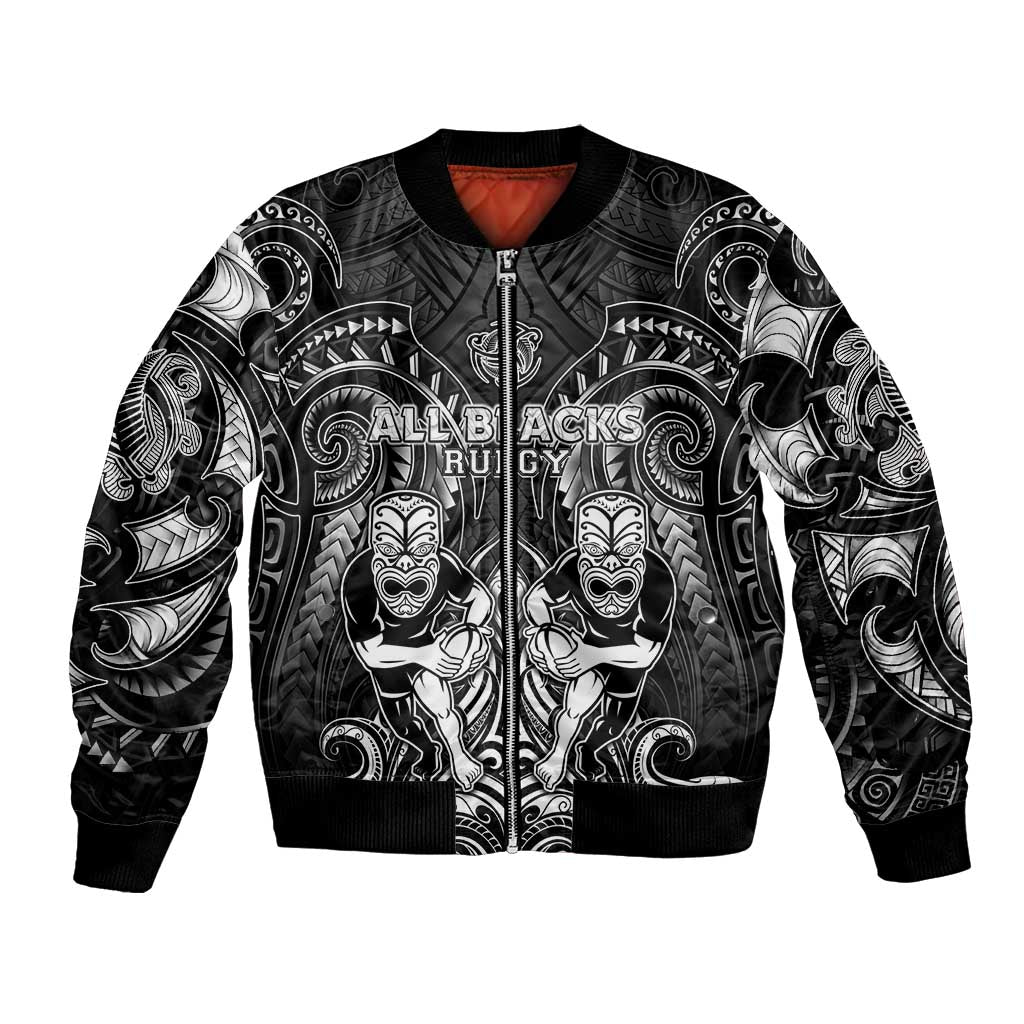 Personalized All Black Bomber Jacket New Zealand Rugby Mascot Maori