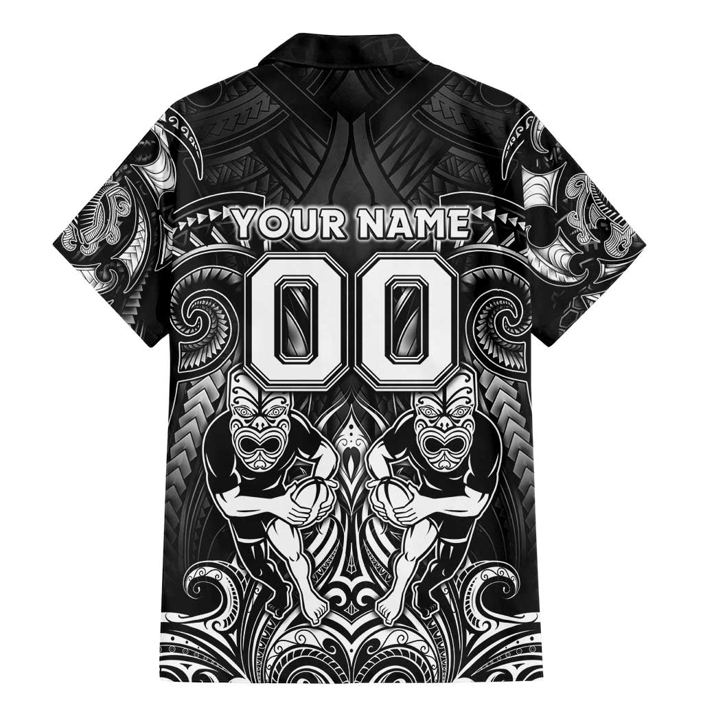 Personalized All Black Family Matching Mermaid Dress and Hawaiian Shirt New Zealand Rugby Mascot Maori