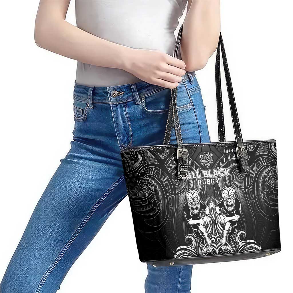 All Black Leather Tote Bag New Zealand Rugby Mascot Maori