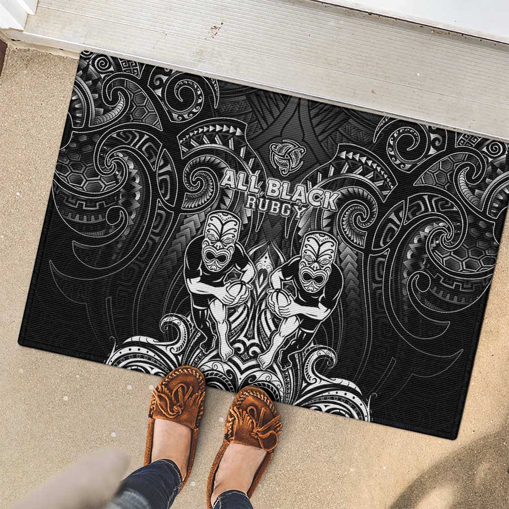 All Black Rubber Doormat New Zealand Rugby Mascot Maori