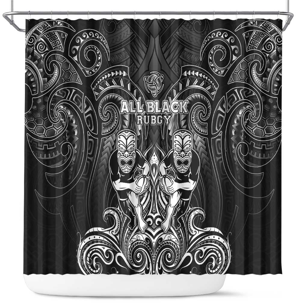 All Black Shower Curtain New Zealand Rugby Mascot Maori