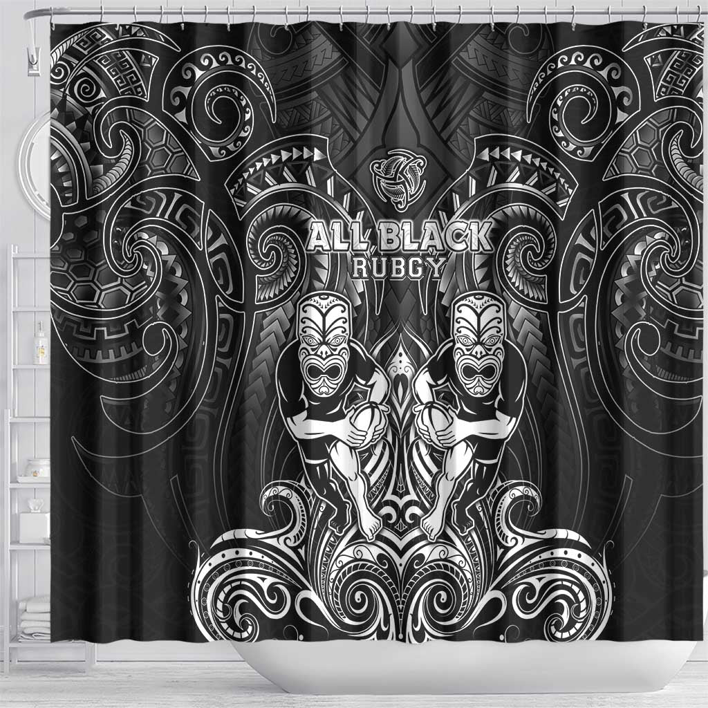 All Black Shower Curtain New Zealand Rugby Mascot Maori