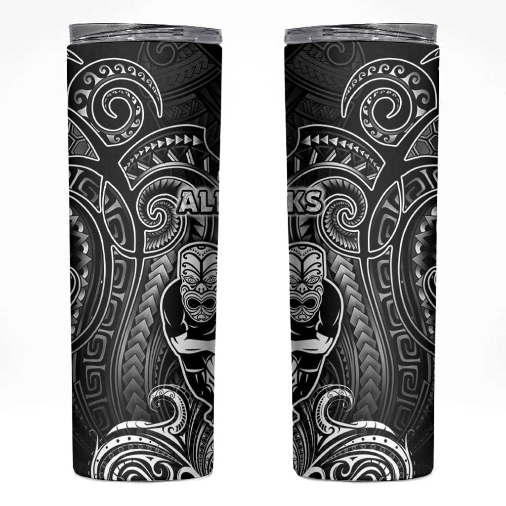 All Black Skinny Tumbler New Zealand Rugby Mascot Maori