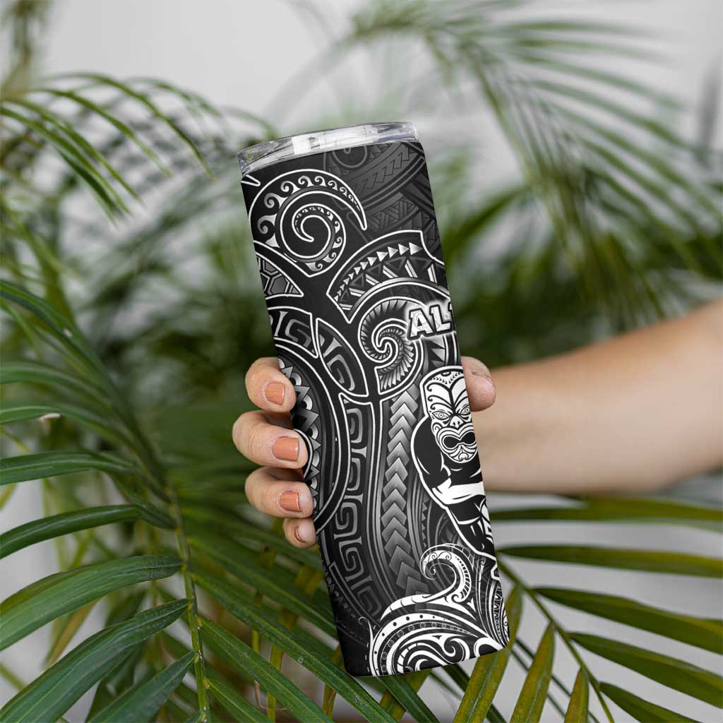 All Black Skinny Tumbler New Zealand Rugby Mascot Maori