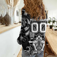 Personalized All Black Women Casual Shirt New Zealand Rugby Mascot Maori