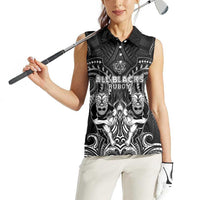 Personalized All Black Women Sleeveless Polo Shirt New Zealand Rugby Mascot Maori