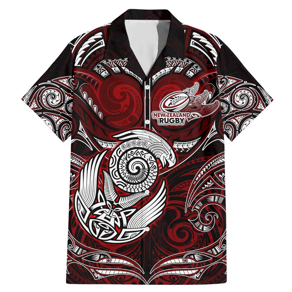 Personalized New Zealand Aotearoa Rugby Family Matching Mermaid Dress and Hawaiian Shirt Maori Fern Tattoo Art