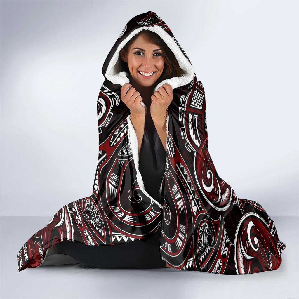 New Zealand Aotearoa Rugby Hooded Blanket Maori Fern Tattoo Art