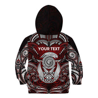 Personalized New Zealand Aotearoa Rugby Kid Hoodie Maori Fern Tattoo Art