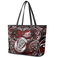 New Zealand Aotearoa Rugby Leather Tote Bag Maori Fern Tattoo Art