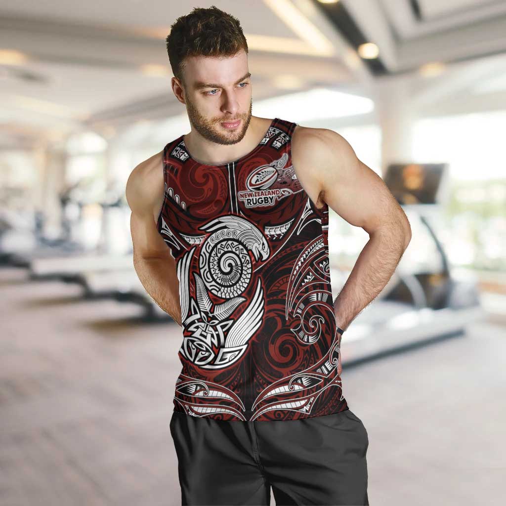 Personalized New Zealand Aotearoa Rugby Men Tank Top Maori Fern Tattoo Art