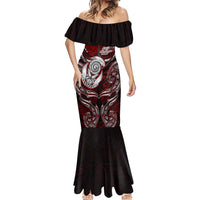 Personalized New Zealand Aotearoa Rugby Mermaid Dress Maori Fern Tattoo Art