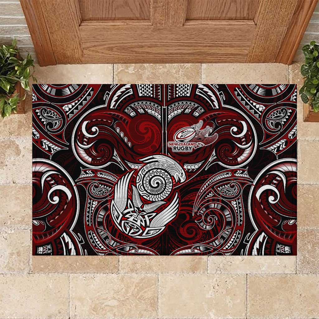 New Zealand Aotearoa Rugby Rubber Doormat Maori Fern Tattoo Art