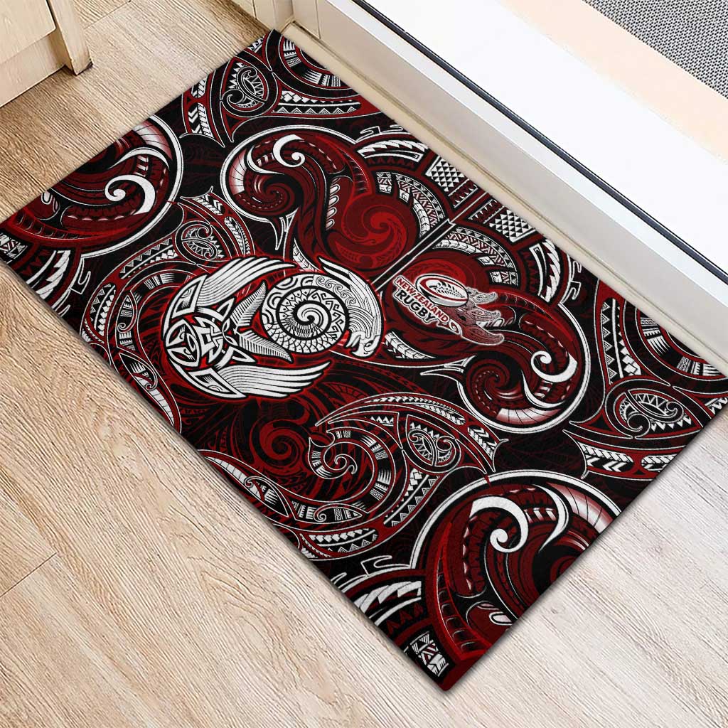 New Zealand Aotearoa Rugby Rubber Doormat Maori Fern Tattoo Art